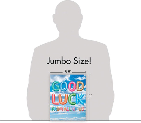 The Best Card Company Big Good Luck Greeting Card, 8.5 x 11 Inch, Colorful Balloons for Kids