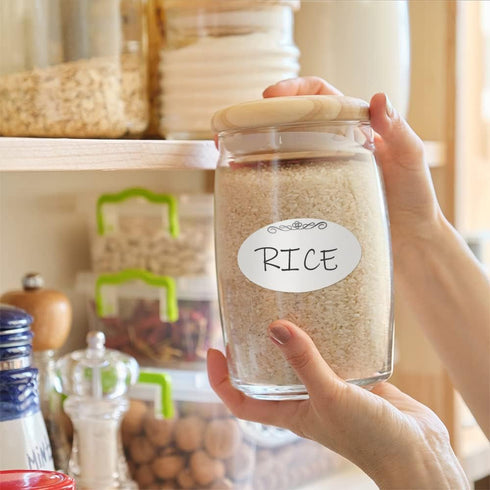 L LIKED 120 Stickers Dissolvable Food Labels for Containers, 1 1/2" x 2 1/2", Canning Labels for Jars (Roll of 120)