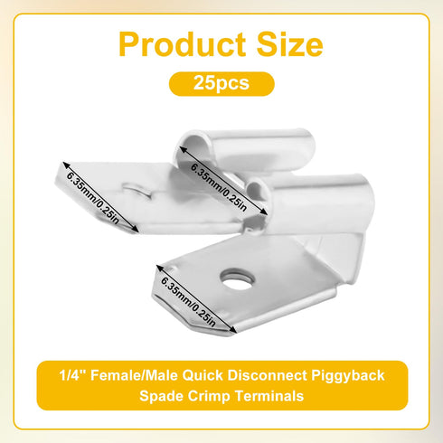 25pcs Electrical Double Male Female Adapter, Aluminum Alloy Piggyback Spade Wire Terminals