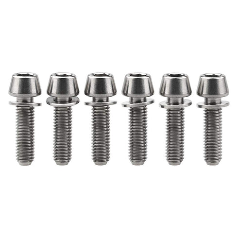 Titanium Ti Allen Hex Bolt M5x16 with Washer Screw for Bicycle Stem Parts Pack of 6 (Normal Titanium, M5x18mm)