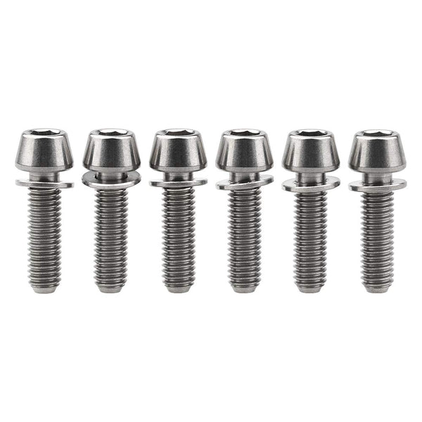 Titanium Ti Allen Hex Bolt M5x16 with Washer Screw for Bicycle Stem Parts Pack of 6 (Normal Titanium, M5x18mm)