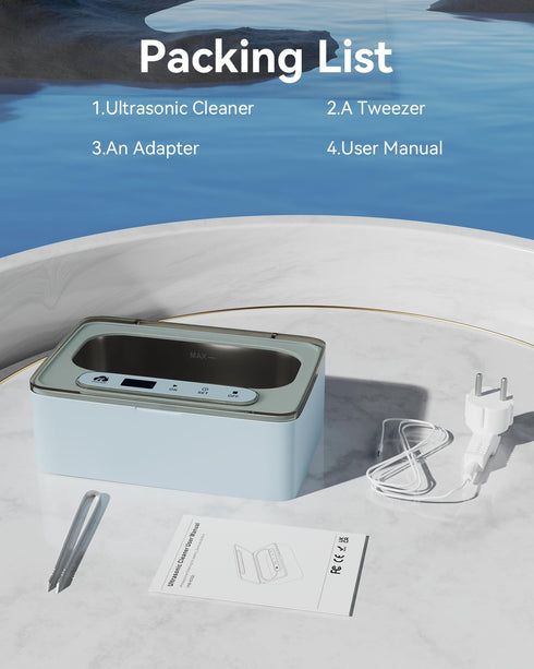 ZHHAYWAY 47kHz 3 330ML Ultrasonic Jewelry Cleaner, Ultrasonic Retainer Cleaner for Jewelry, Eyeglass, Braces