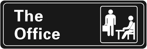 The Office Sign Self-Adhesive Acrylic Sign for Door or Wall, 9 X 3 Inch Name Plate (Black and White)