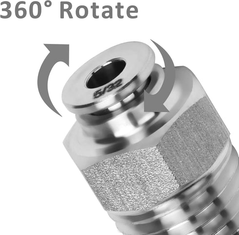 Push to Connect Fitting - 304 Stainless Steel Male Straight 5/32" Tube OD x 1/4" NPT Thread Pneumatic Push Lock Fitting