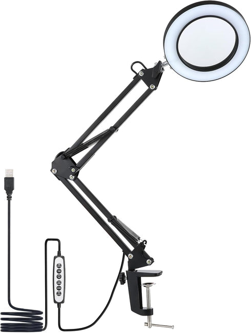 Dioche D C5V 2A 8W 80LEDs Desk Light with 5X Magnifier -