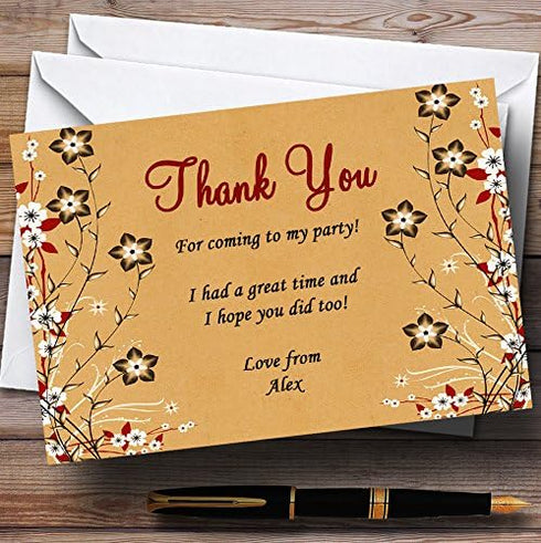 The Card Zoo Vintage Flowers & Leaves Garden Tea Personalized Party Thank You Cards