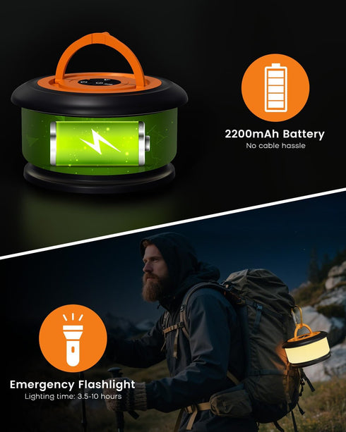 32.8ft Camping String Lights, Retractable RGB Flash Lamp, Rechargeable LED Fairy Lights Outdoor Waterproof, Portable