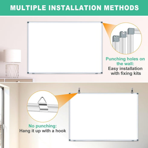H-Qprobd 36"x24" Magnetic Whiteboard, Large Dry Erase Board with Aluminum Frame, Includes 6 Markers, 2 Erasers & 12