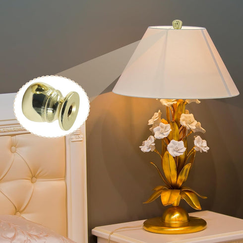 Biaungdo 2 1/4-27 Inch Pcs Ball Lamp Finial Cap Knob, Gold Lamp Shade Screw Cap Top Lamps Decoration for Lamps Shade