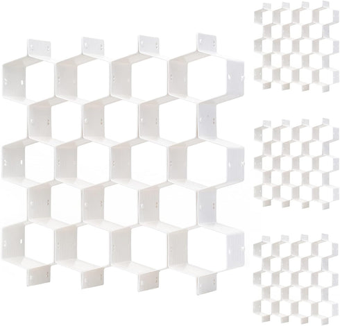 Honeycomb Drawer Organizer and Divider, 32 Pieces for Underwear, Socks, Ties, Office Supplies (White)