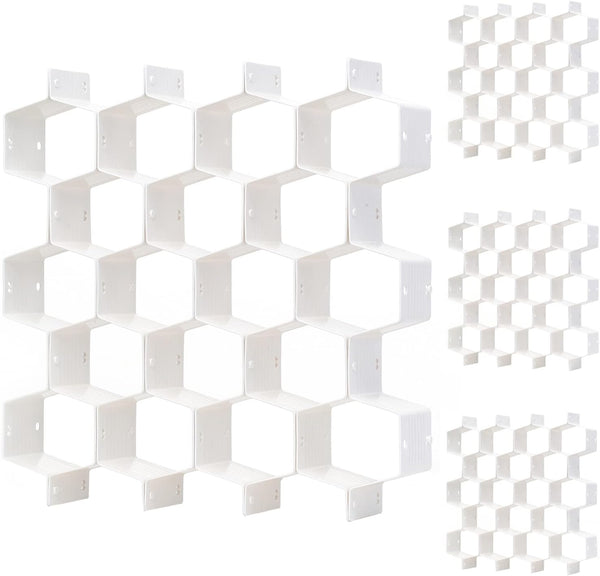 Honeycomb Drawer Organizer and Divider, 32 Pieces for Underwear, Socks, Ties, Office Supplies (White)