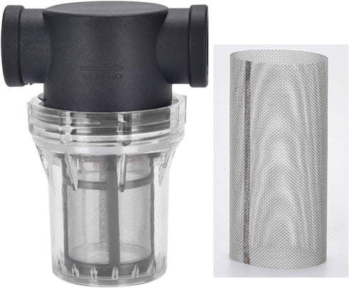 Water Filter 3/4'' Female Twist-On Pipe Strainer - Nylon PA66 Cover, PC Bowl, 304 Stainless Screen (40 and 80 Mesh)