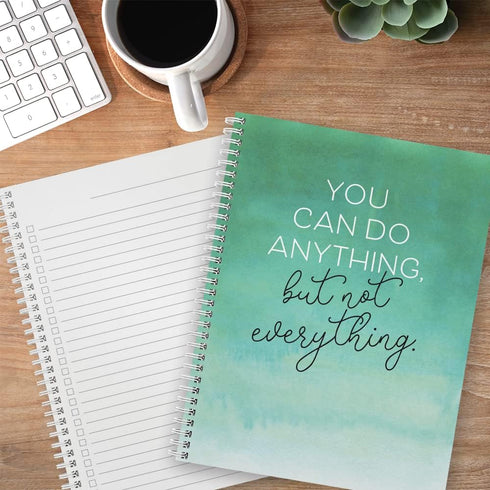 Softcover Motivational Spiral Notebook/Journal, 8.5" x 11", 120 Checklist Pages, Durable Gloss Laminated Cover, White