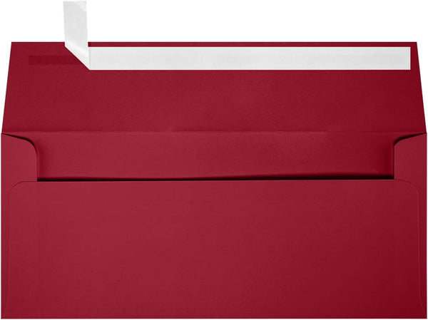 LUXPaper #9 Slimline Invitation Envelopes | 3 7/8" x 8 7/8" | Peel & Press | 80lb. Text | Garnet Red | 50 Qty