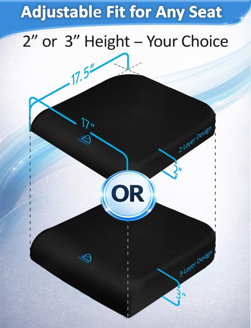 PRIMART Tailbone Adjustable Memory Foam Seat Cushion, Custom Height & Firmness, Ergonomic Office Chair Cushion