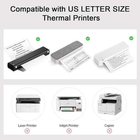 8.5 11 Inch, 100 M08F/A40 (100 Thermal Printer Paper x Sheets US Letter Size Thermal Paper, Compatible with Thermal