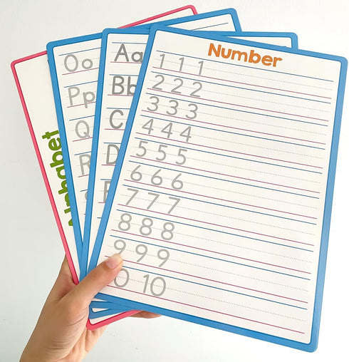 Double Sided Dry Erase Handwriting Practice Boards, Alphabet A-Z and Number 1-10 Tracing Board for Kids