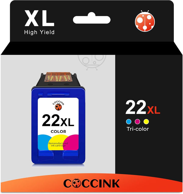COCCINK 22XL Ink Cartridge Replacement for HP 22 XL Color for Officejet 4315 J3680 Deskjet F4180 F2210 D1560 D1530