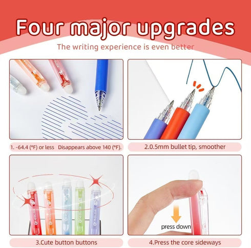 WUXIPREP 0.7mm (36 Retractable Erasable Gel Pens Clicker,Fine Point Smooth Writing Pens,Cute Pens For Writing