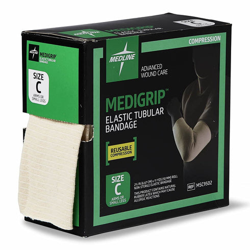 (6.8 cm) 1 Count Medline Medigrip Elastic Latex Tubular Support Bandage, Size C for Adult Arms or Legs