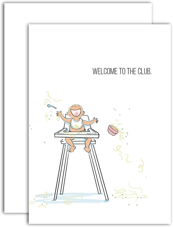 Gooji 5x7 Baby Shower Card - Funny Highchair Greeting for New Parents