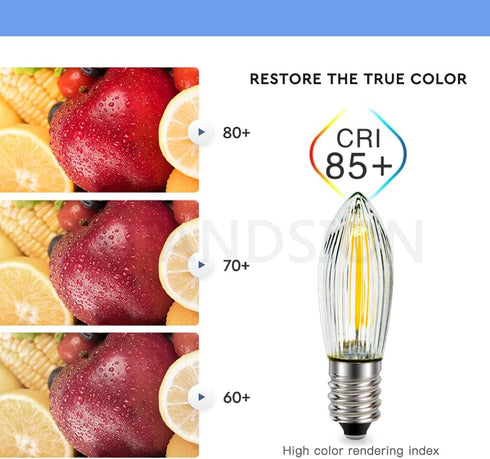 E10 Bulb 0.5W 14-55V Dimmable (Pack 2) Ruiandsion LED Chandelier Pendant Night Light Freezer Low Heat for Bedroom Wall