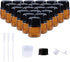 50 Pack 1ml Amber Mini Glass Essential Oils Sample Bottles with Black Caps for Oils, Perfumes & Lab Chemicals
