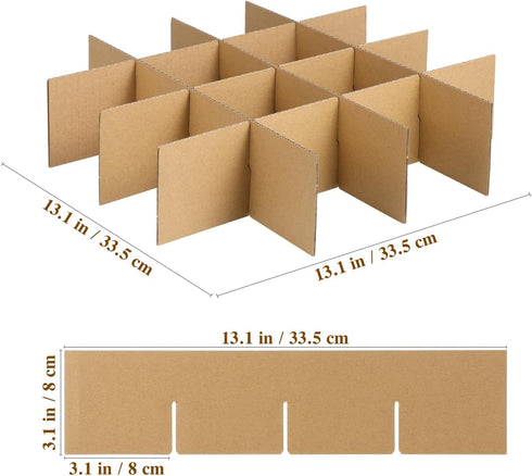 6-Pack 13.18X13.18 Inch Healifty Cardboard Moving Box Dividers Partitions for Safe Transporting Glassware Dishes