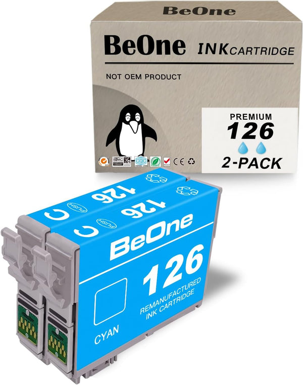 BeOne Remanufactured Ink Cartridges Replacement for Epson T126 126 for Workforce 60 435 520 545 630 633 635 645 840 845