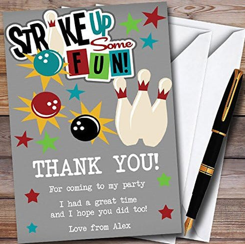 The Card Zoo Strike Up Some Fun Bowling Personalized Party Thank You Cards
