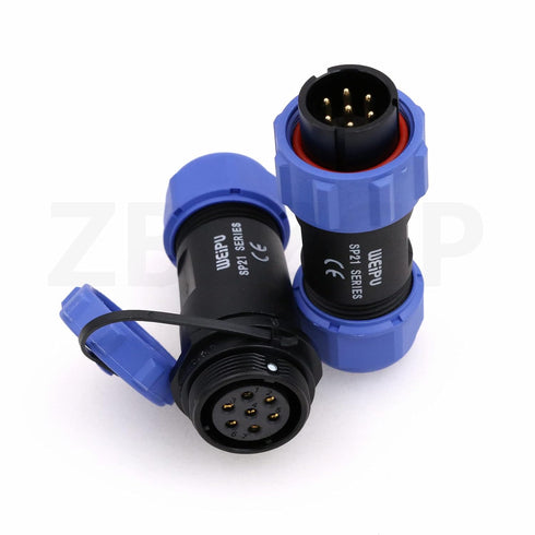 SP21 7 Pin Heavy Duty Wire Cable Electrical Circular Connector, Waterproof IP68, 15A Threaded Coupling