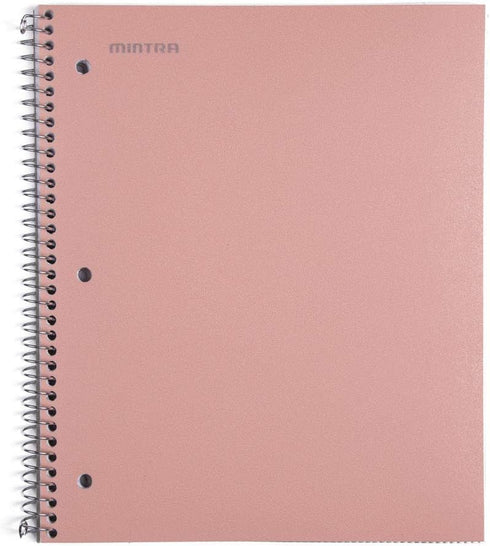 Mintra Office Durable Spiral Notebooks, 1 Subject, (Salmon, Sage Green, Lavender, Wide Ruled 3pk) - 100 Sheets, Poly Pocket, Moisture Resistant Cover, School, Office, Professional