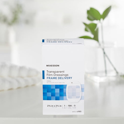 2 3/8 2 3/4 100 Count, 1 Pack McKesson Transparent Film Dressing, Sterile, Frame Delivery, in x