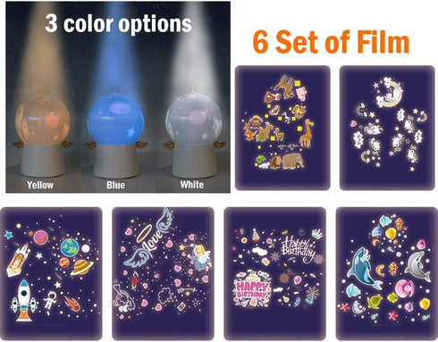 YXCKG 360Rotating 8 Angel Projector Night Light, Baby Projector Lamp, Romantic Planet Sky Projection for Kid Birthday