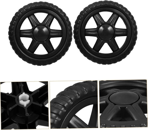 2pcs Garneck Heavy Duty Replacement Wheels for Shopping Cart Stair Climbing Cart Rolling Accessories Black Rubber Foam