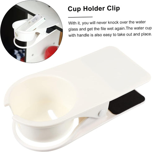 Large Thick Cup Holder Clip for Desk Adjustable Table Side Beverage Holder Clip Sturdy Plastic Drink Organizer