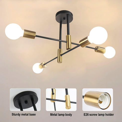 4 Modern Sputnik Chandelier Ceiling Light Lights, Creative Semi Flush Mount Ceiling Light for Bedroom, Living Room