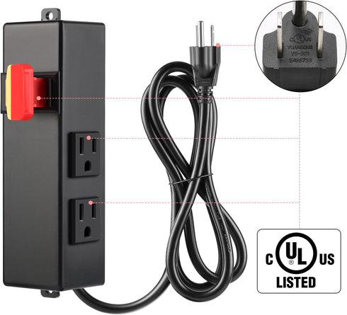 Ortis 125V 2 Multi-Purpose Router Table Switch with Outlets, Perfect for Any Router Table, Easy Installation