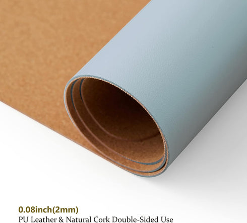 Blue,80cmx 40cm) Cork Desk Mat - Dual-Sided Desk Pad for Office and Home - Desk Organization and Accessories - Ideal