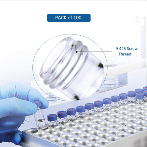 ALWSCI 2 ml 9 mm Amber HPLC Vial, Borosilicate Sample Vial with Graduation, 100 Pack with Blue Screw Cap