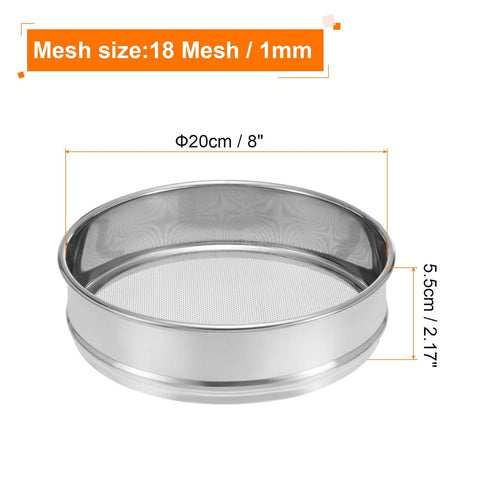 PATIKIL 18 Mesh Lab Sieve, 8" Diameter Test Sieve, 304 Stainless Steel Wire Cloth for Industrial Laboratory