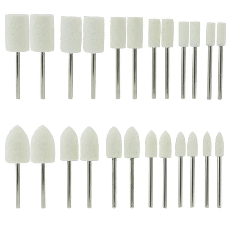 Luo ke 24 Pcs Wool Felt Polishing Bits - 3/32'' Shank Buffing Polishing Kits for Rotary Tools, includes Dremel