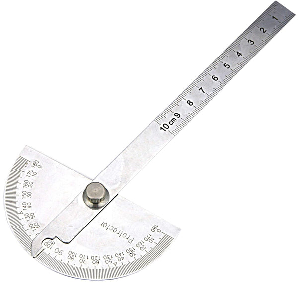 Nortools 0-180 Round Head Protractor, Stainless Steel Angle Finder Ruler