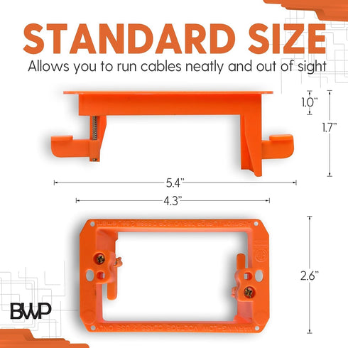 2 Pack Low Voltage Mounting Brackets 1 Gang for Drywall Outlet Cable Pass Through Wall Plates - Cable Wall Plate Bracket for Old Work, Telephone Wires, Network Cable, HDMI, Coaxial & Speaker Wire