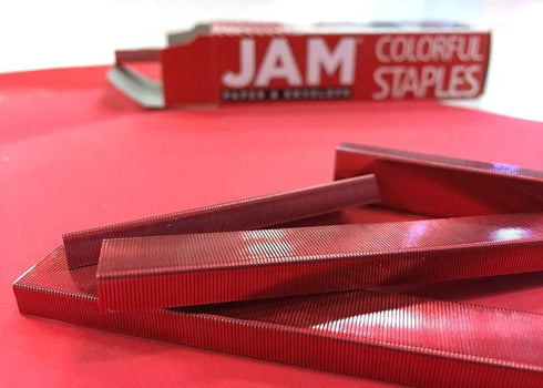 JAM PAPER Standard Size Colorful Staples, Ruby Red, 5000/box