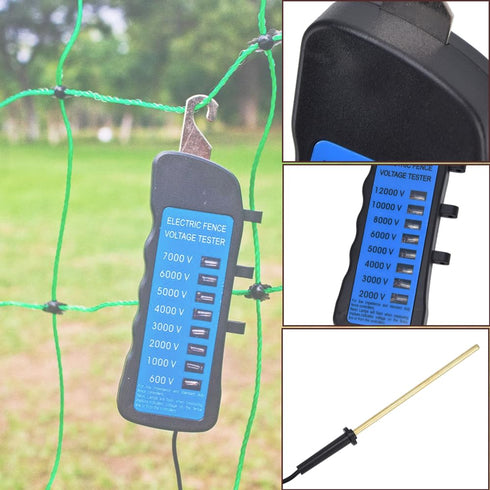 Electric Fence Voltage Tester, 12KV Neon Fault Finder with 8 Neon Indicator Lights for Farms Waterproof