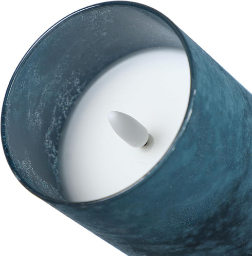 ANGELLOONG Blue Flameless Candles with Remote, Flickering Led Candles with Timer, Electric Pillar Candles for Bathroom