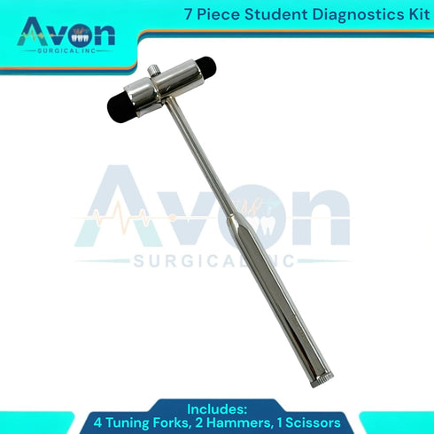 Avon Surgical 7pcs Hammers, 5.5" 128 256 512 1024 Student Diagnostics Kit with Taylor and Buck Reflex Bandage Scissors
