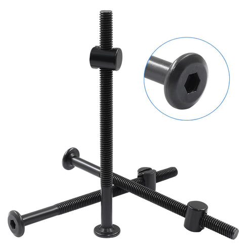 Murtenze 12-Pack M6 100mm 1 X Bunk Bed Bolts Black, Hex Drive Socket Furniture Barrel Screws with Nuts for Furniture