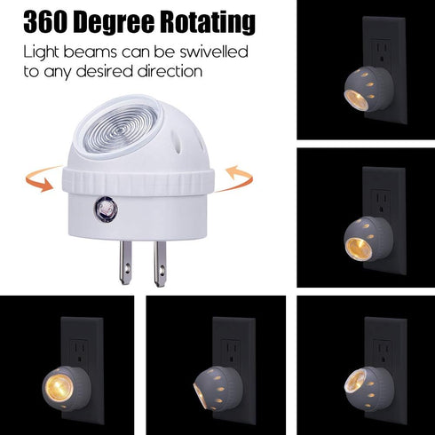 360 6 Pack Emotionlite Plug-in Night Lights, Warm White LED Nightlight, Rotation, Dusk to Dawn Sensor, Kids, Adult